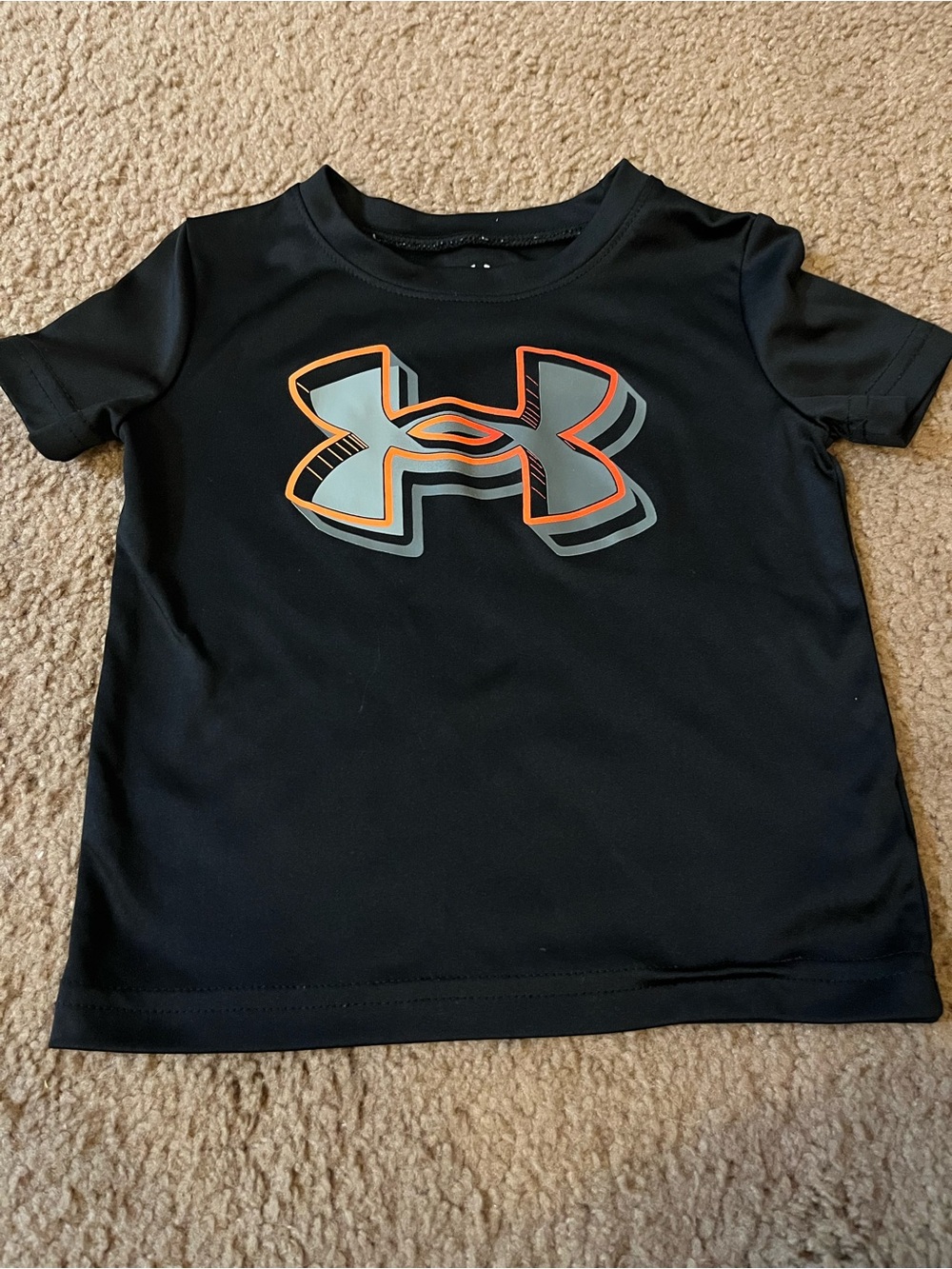 Under Armour Black Tee with Orange & Light Blue Logo